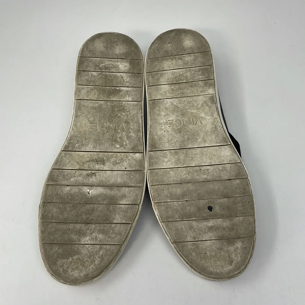 Vince Shoes Slip On Sneakers Black Leather Perforated Size 6.5